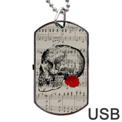 Skull And Rose  Dog Tag Usb Flash (two Sides) by Valentinaart