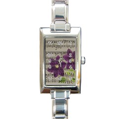 Vintage Purple Flowers Rectangle Italian Charm Watch by Valentinaart