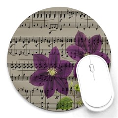 Vintage Purple Flowers Round Mousepads by Valentinaart