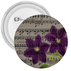 Vintage Purple Flowers 3  Buttons