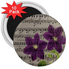 Vintage Purple Flowers 3  Magnets (10 Pack) 