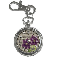 Vintage Purple Flowers Key Chain Watches