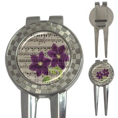 Vintage Purple Flowers 3-in-1 Golf Divots by Valentinaart