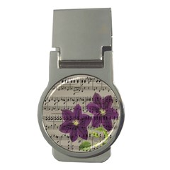 Vintage Purple Flowers Money Clips (round)  by Valentinaart