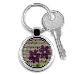 Vintage Purple Flowers Key Chains (round) 