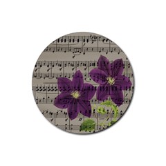 Vintage Purple Flowers Rubber Round Coaster (4 Pack)  by Valentinaart