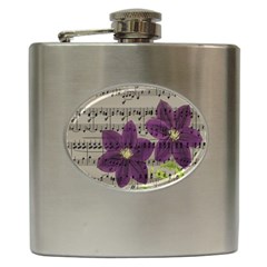 Vintage Purple Flowers Hip Flask (6 Oz) by Valentinaart