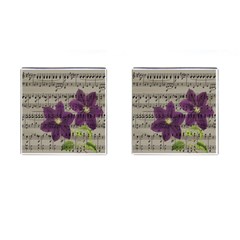 Vintage Purple Flowers Cufflinks (square)