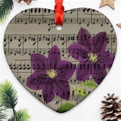 Vintage Purple Flowers Heart Ornament (two Sides) by Valentinaart