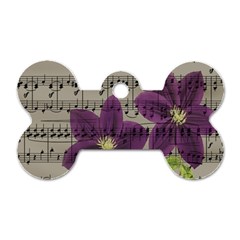 Vintage Purple Flowers Dog Tag Bone (two Sides) by Valentinaart