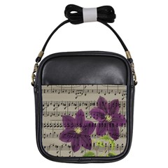 Vintage Purple Flowers Girls Sling Bags