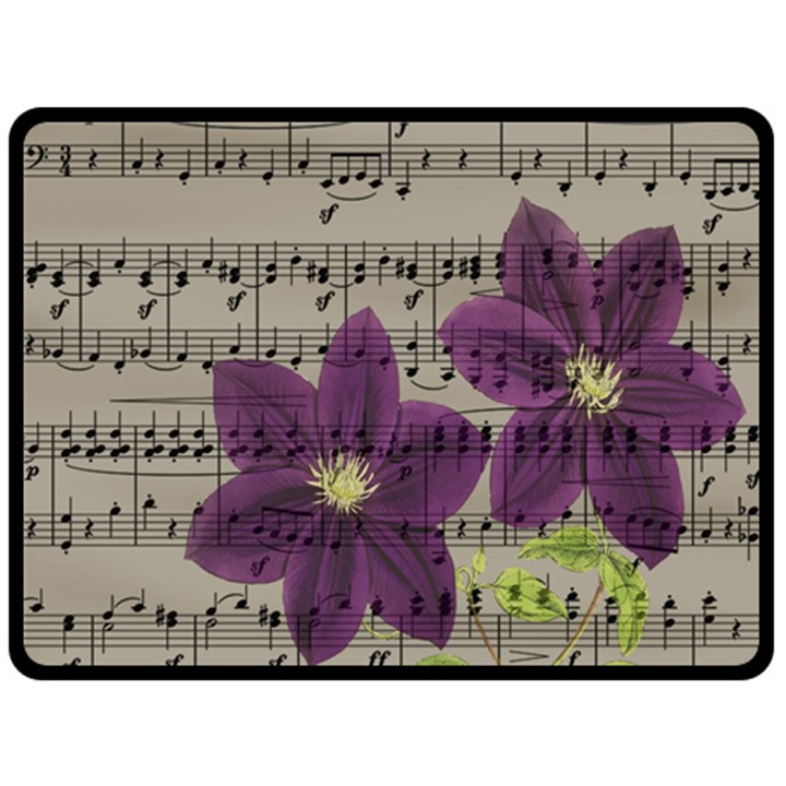 Vintage purple flowers Fleece Blanket (Large) 