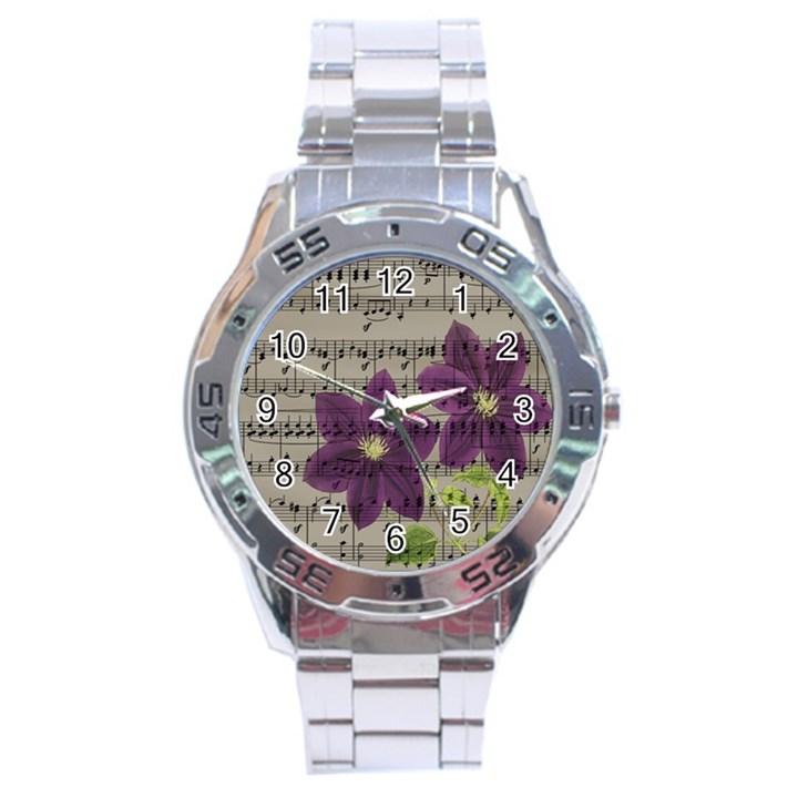 Vintage purple flowers Stainless Steel Analogue Watch