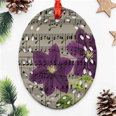 Vintage Purple Flowers Ornament (oval Filigree)