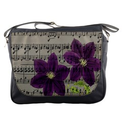 Vintage Purple Flowers Messenger Bags by Valentinaart