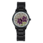 Vintage purple flowers Stainless Steel Round Watch Front