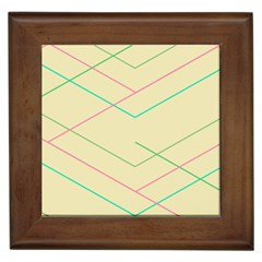 Abstract Yellow Geometric Line Pattern Framed Tiles by Simbadda