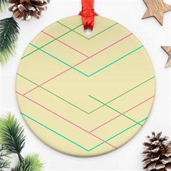 Abstract Yellow Geometric Line Pattern Ornament (round)