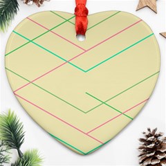 Abstract Yellow Geometric Line Pattern Ornament (heart)