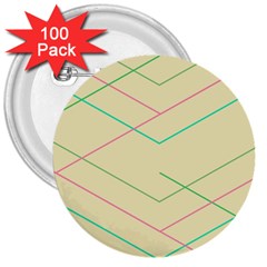 Abstract Yellow Geometric Line Pattern 3  Buttons (100 Pack) 