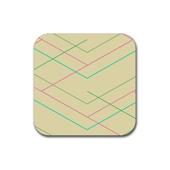 Abstract Yellow Geometric Line Pattern Rubber Coaster (square) 