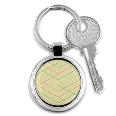 Abstract Yellow Geometric Line Pattern Key Chains (round) 