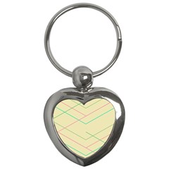 Abstract Yellow Geometric Line Pattern Key Chains (heart) 