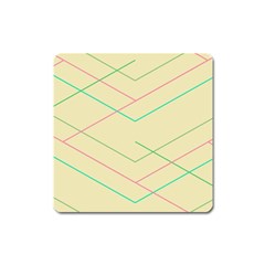 Abstract Yellow Geometric Line Pattern Square Magnet