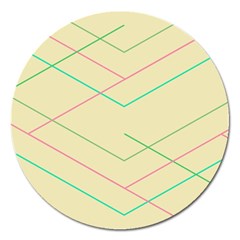 Abstract Yellow Geometric Line Pattern Magnet 5  (round) by Simbadda