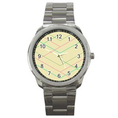 Abstract Yellow Geometric Line Pattern Sport Metal Watch by Simbadda