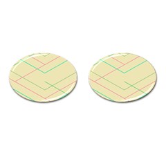 Abstract Yellow Geometric Line Pattern Cufflinks (oval)