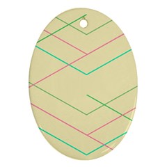 Abstract Yellow Geometric Line Pattern Oval Ornament (two Sides) by Simbadda