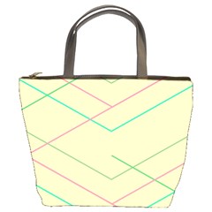 Abstract Yellow Geometric Line Pattern Bucket Bags