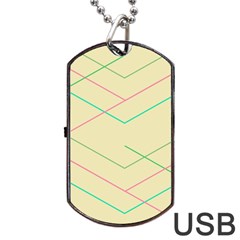 Abstract Yellow Geometric Line Pattern Dog Tag Usb Flash (one Side)