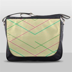 Abstract Yellow Geometric Line Pattern Messenger Bags by Simbadda