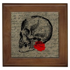 Skull And Rose  Framed Tiles by Valentinaart