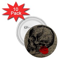 Skull And Rose  1 75  Buttons (10 Pack)