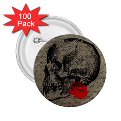 Skull And Rose  2 25  Buttons (100 Pack) 