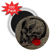 Skull And Rose  2 25  Magnets (100 Pack)  by Valentinaart