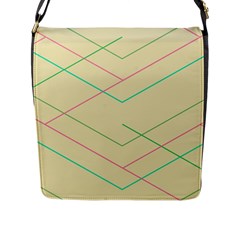 Abstract Yellow Geometric Line Pattern Flap Messenger Bag (l) 