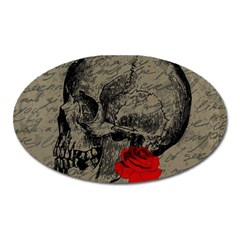 Skull And Rose  Oval Magnet