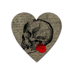 Skull And Rose  Heart Magnet