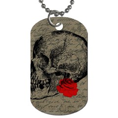 Skull And Rose  Dog Tag (one Side) by Valentinaart