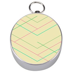 Abstract Yellow Geometric Line Pattern Silver Compasses