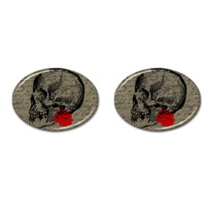 Skull And Rose  Cufflinks (oval) by Valentinaart