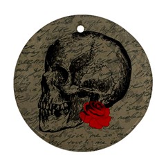 Skull And Rose  Round Ornament (two Sides) by Valentinaart