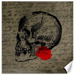 Skull And Rose  Canvas 12  X 12   by Valentinaart