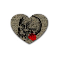 Skull And Rose  Heart Coaster (4 Pack)  by Valentinaart