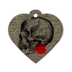 Skull And Rose  Dog Tag Heart (one Side) by Valentinaart