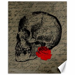 Skull And Rose  Canvas 11  X 14   by Valentinaart